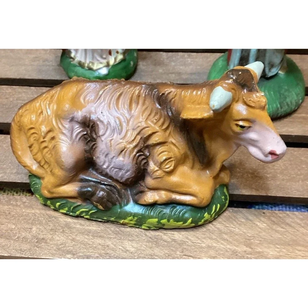 Italy Nativity COW/OX & Wisemen Paper Mache Composite Figure Replacement Vintage